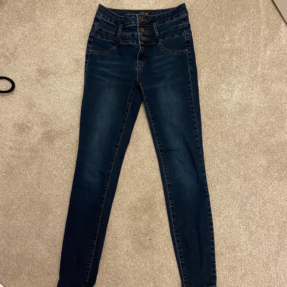High rise dark wash refuge jeans